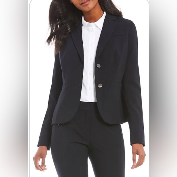 Worthington Black Pinstriped, Two  Button Blazer with collar and front pockets. - Picture 13 of 14